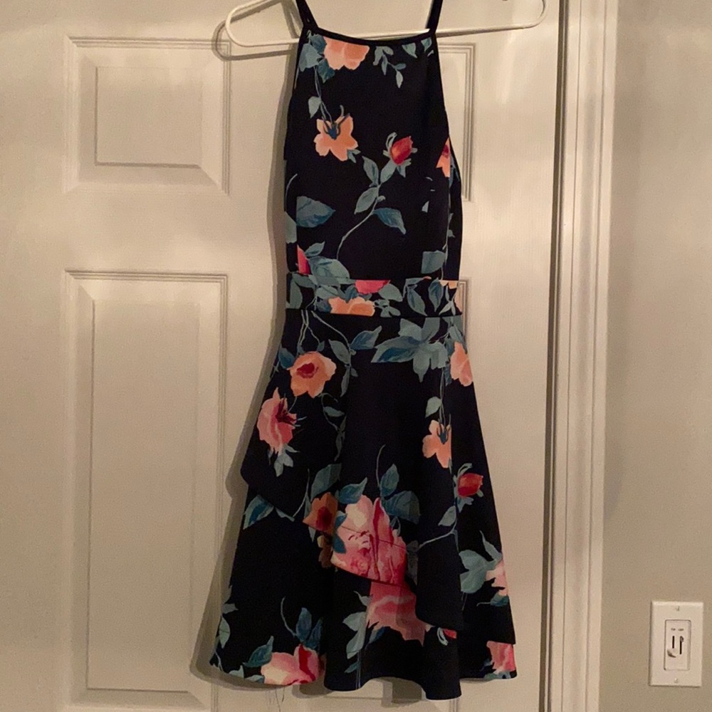 Blue with flowers dress